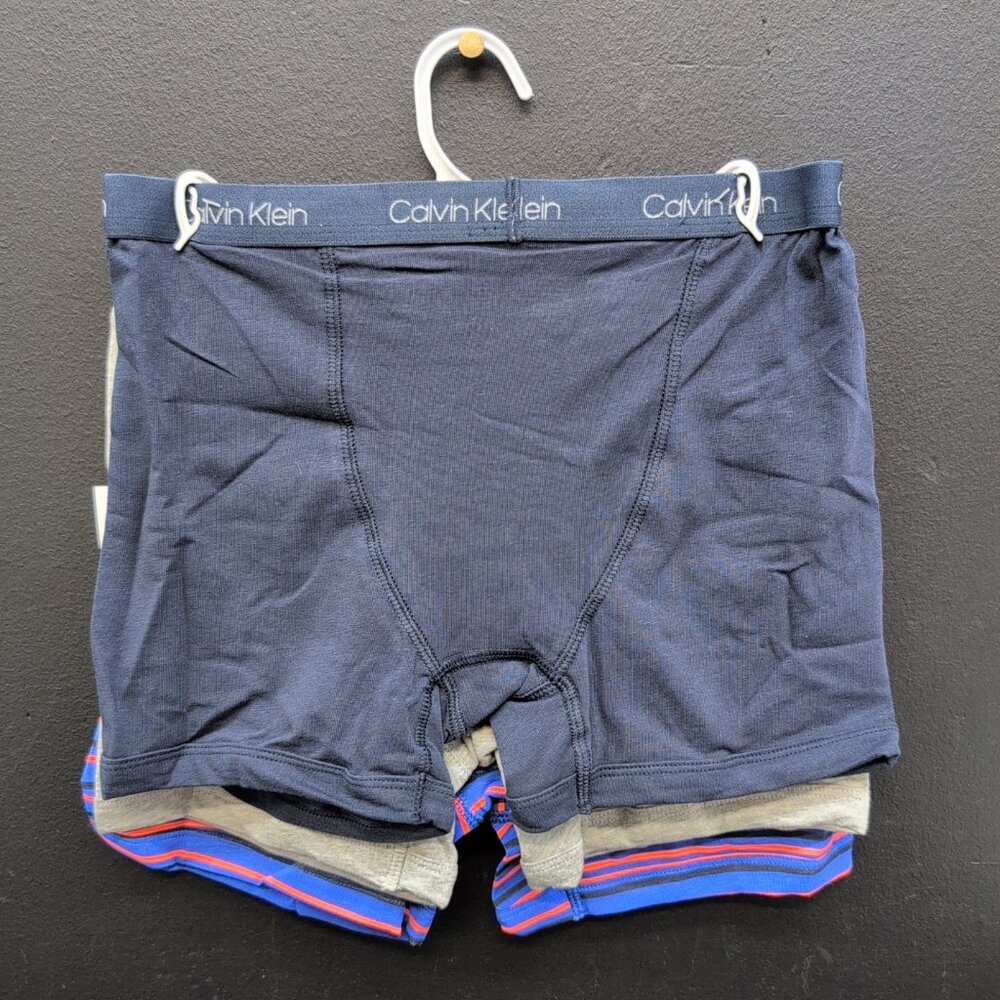 Calvin Klein Cotton Stretch Boy's Boxer Briefs Underwear L 12/14 Multi Pack Of 3